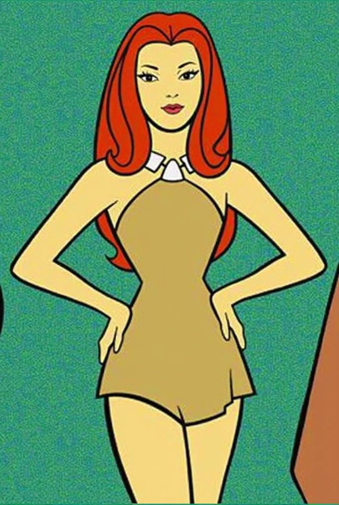 a drawing of a  famous celebrity standing on the red carpet, long red hair,   <lora:DougSneyd:1>