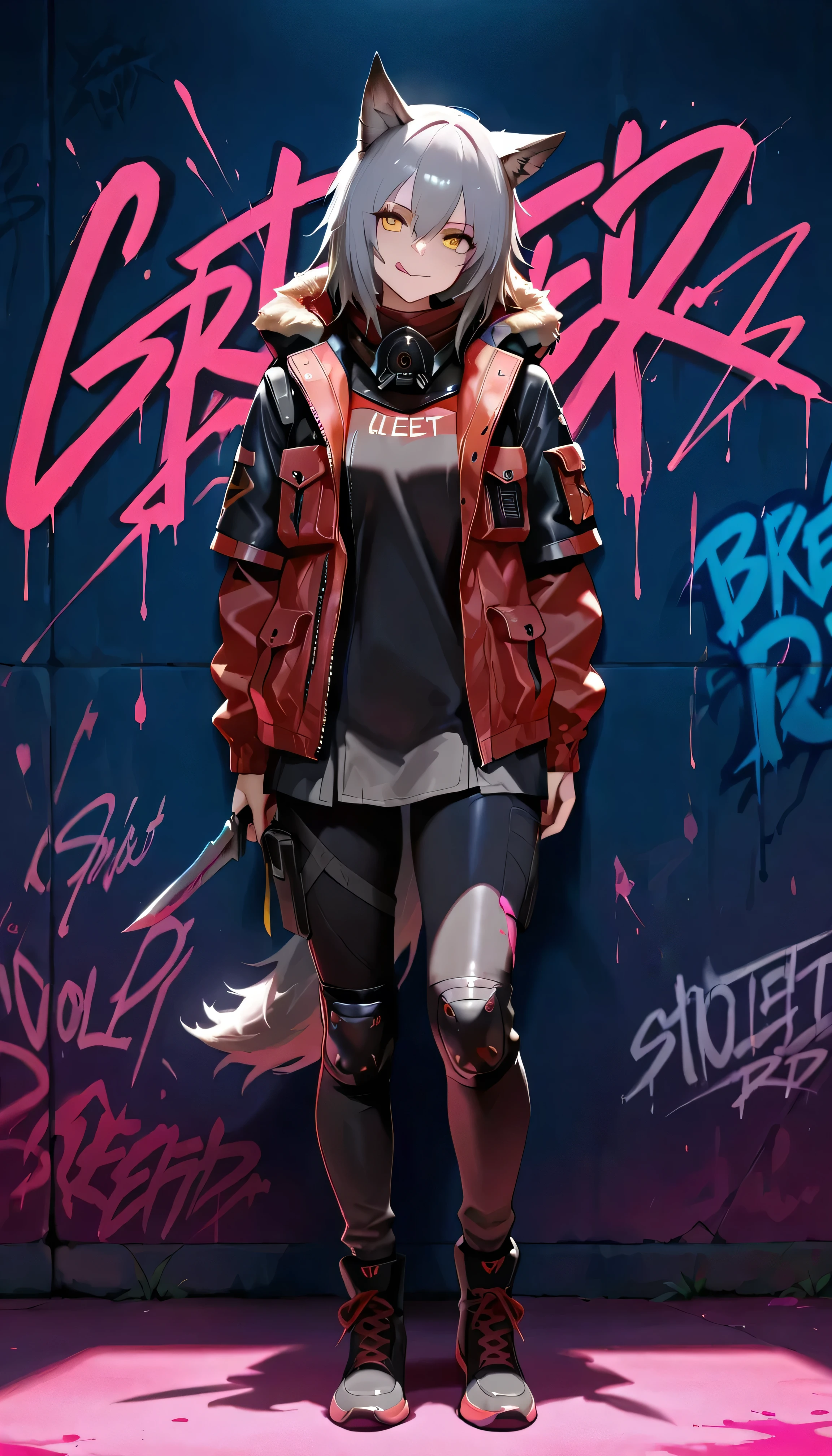 Knife in hand, Holding weapon