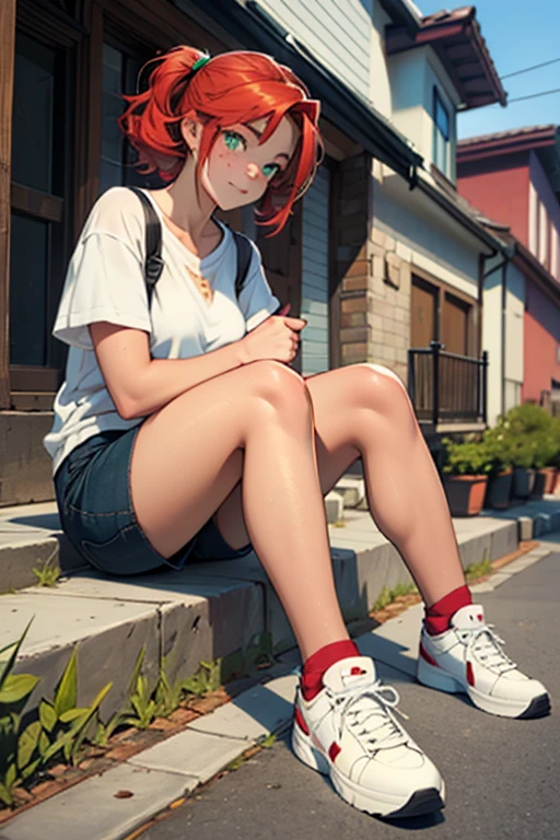 Miss in JK and sneakers