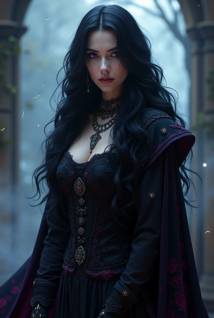 Half wolf woman, wearing medieval clothing, eyes with bright yellow iris, black hairr, full moon night, forst, best qualityer.
