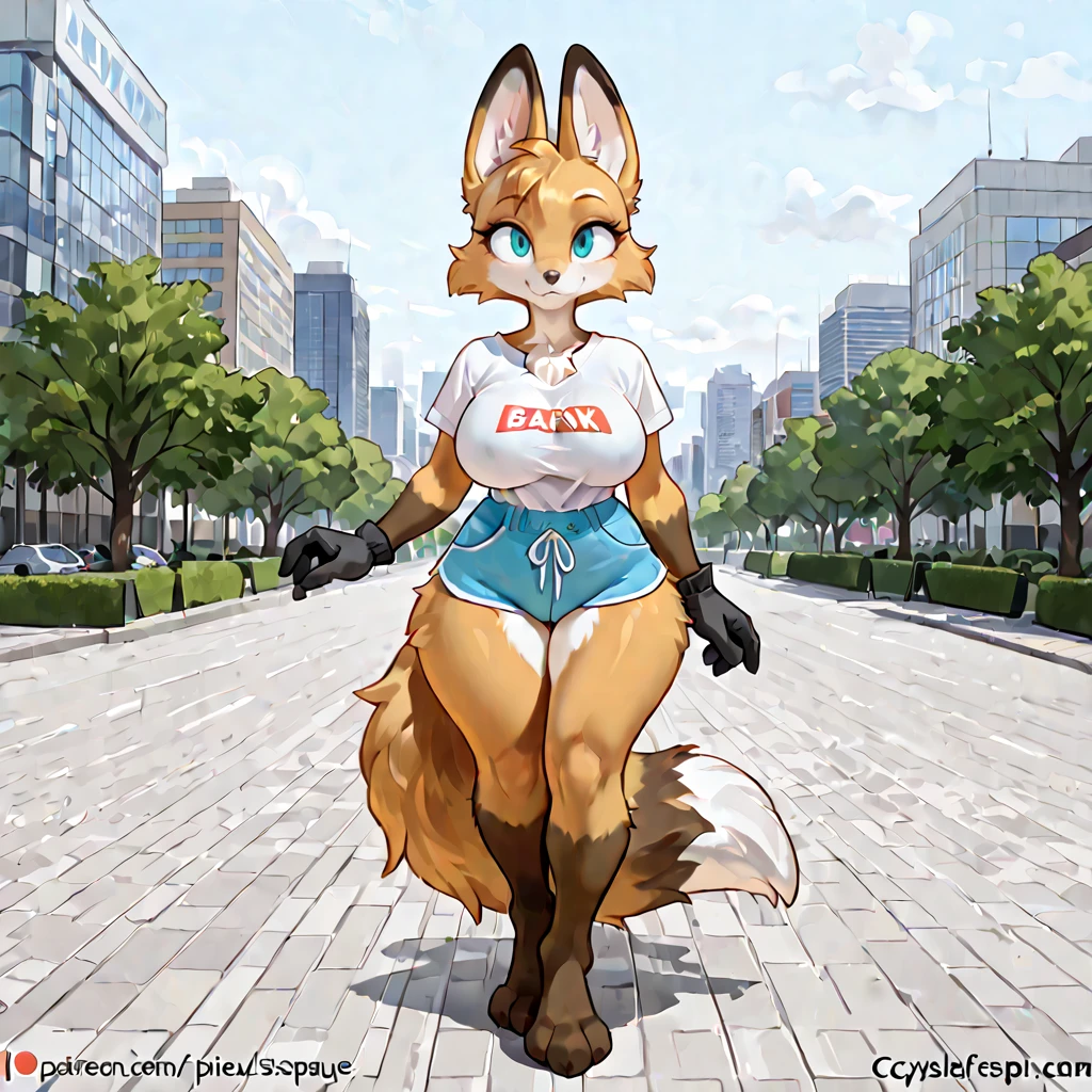 6girls, wolf and fox and tanuki and jackal and coyote and dog, furry, bodyfur, tail, collar, ???????, jeans, long pants, glove, boots, chibi, sparkling eyes, park