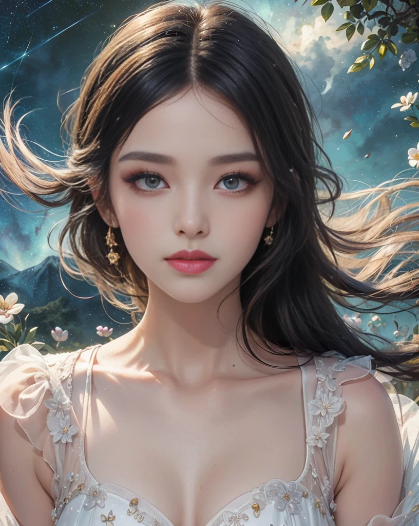 (absurdres, highres, ultra detailed), 1woman, mature female, aged up, wavy long hair, auburn hair, coral eyes, bangs, long sleeves, finely detailed eyes and detailed face, extremely detailed CG unity 8k wallpaper, intricate details, (style-swirlmagic:1.0),  looking at viewer, solo, upper body, detailed background, close up,  detailed face, (gothic dark ages theme:1.1), crystal sorcerer,  dynamic pose, earth themed clothes, crystal crown,  floating in the air, glowing magical shards, surrounded by blue magical crystals,  rock formations, stalactites,  magical floating particles, crystal glass,  crystal sphere, crystal canyon background, (shallow water:0.7),  epic ethereal atmosphere,   updraft,, portrait