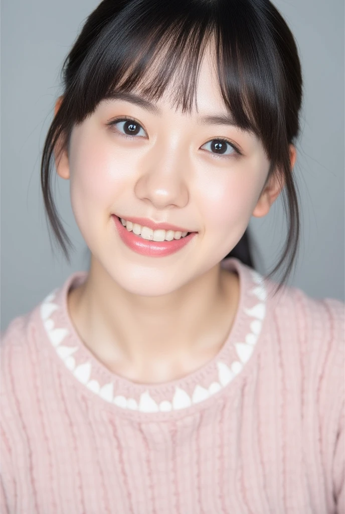 (((Ultra-high resolution、Close-up、Cute Japanese Woman)))、Long Straight Hair、The color is dark brown、Natural Shine、Hair behind the ears、Oval、Cheekbones are slightly higher、big、Almond-shaped eyes、Eye color is hazel brown、Long eyelashes、Gentle eyes、Straight、Narrow nose、Full Lip、Natural pink color、A gentle smile when you laugh、Bright、Healthy glowing skin、No freckles or major scars、Natural Makeup、A little bit of eyeshadow on the eyes、Light pink blush and lip gloss、