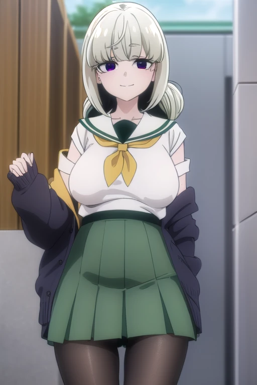 highest quality, (masterpiece:1.2), be familiar with,
fujiwara chika (Kaguya-sama),
1 girl, alone, closed mouth, smile,
pink hair, blue eyes, (huge breasts:1.3)
sleeveless shirt, green shirt, white skirt,
Are standing, looking at the viewer,
outdoor