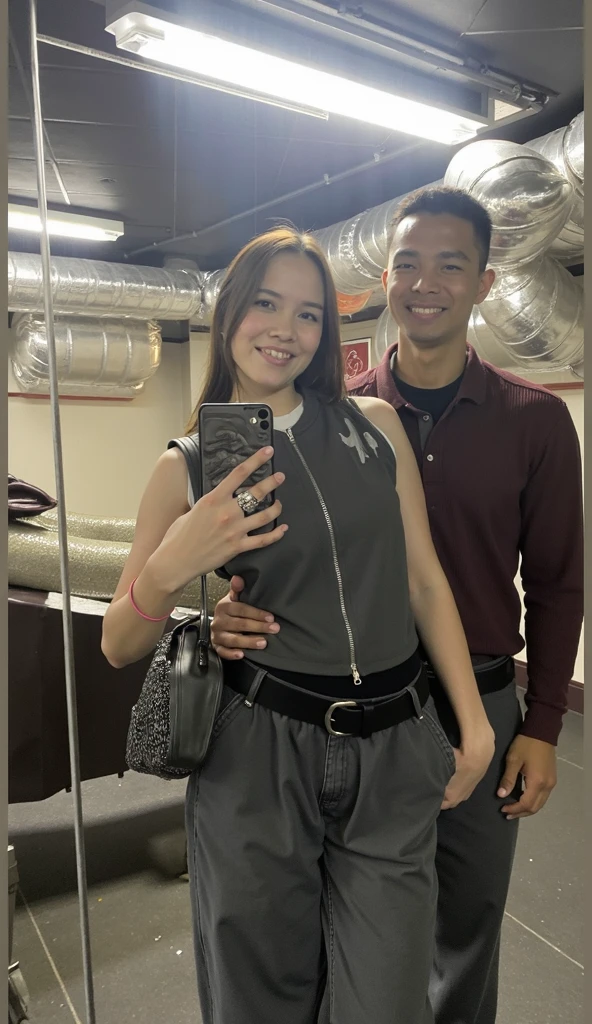 there is a man and woman taking a selfie in a mirror, lovely couple, taken with sony alpha 9, in love selfie, 🤬 🤮 💕 🎀, very very low quality picture, taken with canon 8 0 d, couple pose, vacation photo, outfit photo, 8k selfie photograph, couple, with her long, ruan jia and brom, leaked photo