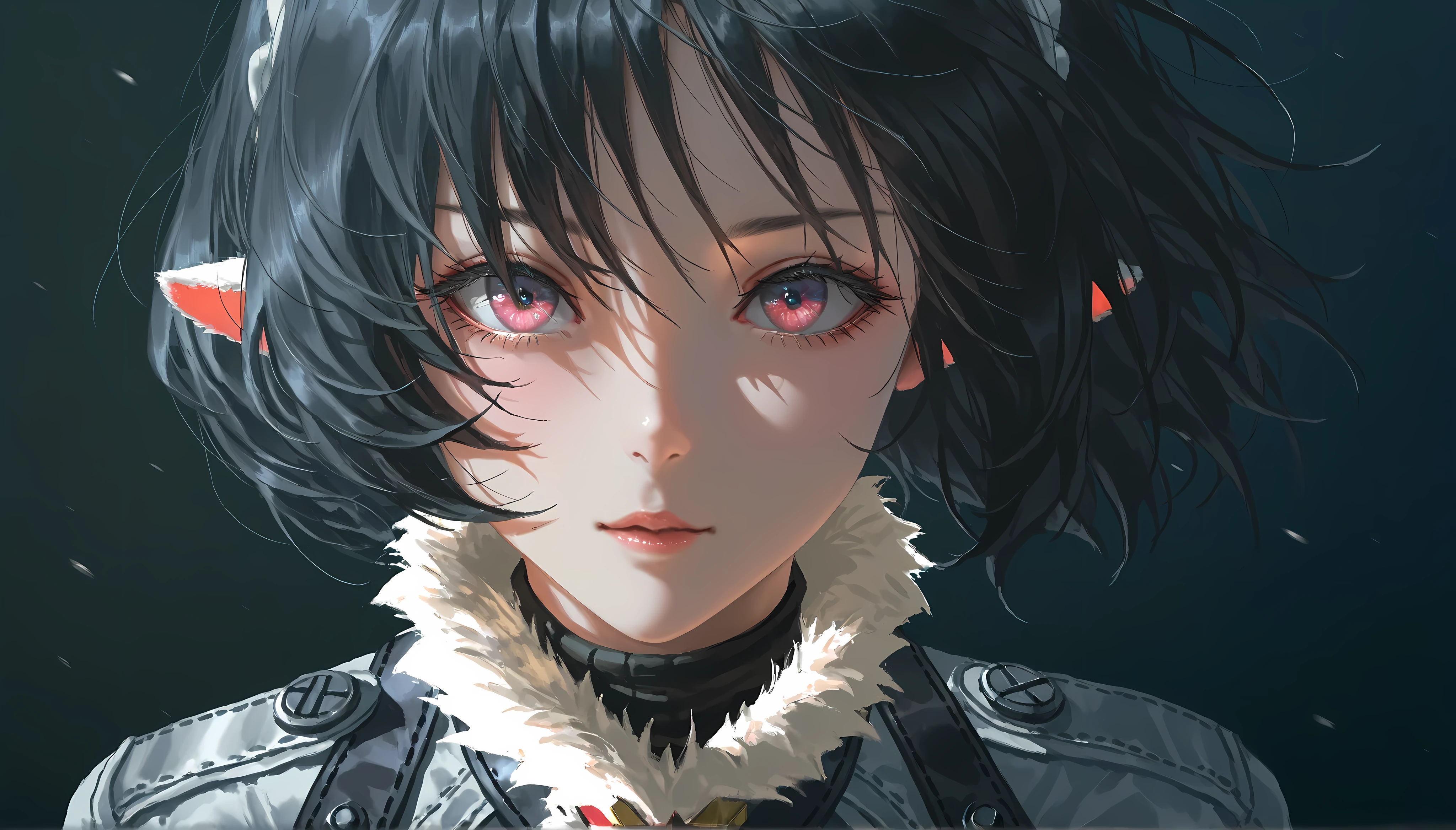 masterpiece, best quality, very aesthetic, absurdres, masterpiece, exquisite quality, highest quality, masterpiece, highest quality, Beautiful woman, whole body, full body shot, Detailed hairstyle, vMature Woman, indoor,(8k,RAW Photos),(Best Quality),(Masterpiece Loose),(Realistic,)(Realistic),(High resolution),Hyper Detail,(Gentle Realism:1.1),Beautiful Face ,High resolution), (8k), (Very detailed), (4K), (Pixiv), Perfect Face, Beautiful eyes and face, (highest quality), (Very detailed), Detailed face and eyes, (alone), Textured skin, absurdes, High resolution, best quality, highres, absurdres, depth of field,(artist:quasarcake:0.8),extreme aesthetic,(wlop:0.6),wanke,relle,wanke,masterpiece,best quality,good quality,newest,year 2024,year 2023,very aesthetic,absurdres,A shot with tension,ultra-high resolution,32K UHD,sharp focus,best quality,masterpiece, Jane Doe from Zenless Zone Zero, bob hairstyle, short black hair, cyan eyes, exact same outfit as the anime, eye focus, detailed iris, beautiful eyes, facing viewer, looking at viewer, calm face, in action, dark background, zoomed out shot