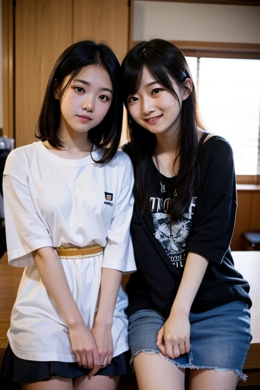 Two girls hugged, coreanas, Seduzente