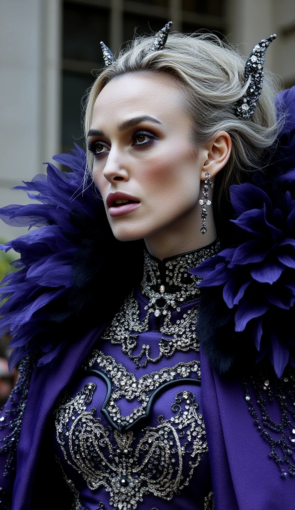 a professional photograph of beautiful (M36D0n:1.1) woman,as a beautiful movie star,modelshoot style,at a world cinematic premier,outside of a hollywood chinese theatre,wearing a stylish (byzantine violet) gown,with a Bouffant hair style,wearing(dark violet)lipstick,perfect makeup and eyeshadow,surrounded by paparazzi photographers and movie fans,magazine photoshoot,modelshoot style,sharp focus,detailed eyes,(highly detailed),(HDR),(8k wallpaper),colorful,intricately detailed,highres,absurdres,hyper realistic,8K UHD DSLR,Fujifilm XT3,taken with (Canon EOS 1Ds camera),extremely intricate,dramatic,(looking at viewer),4k textures,elegant,(cinematic look),hyperdetailed,PA7_Portrait-MS,<lora:M36D0n_04A-000002:1.0>,