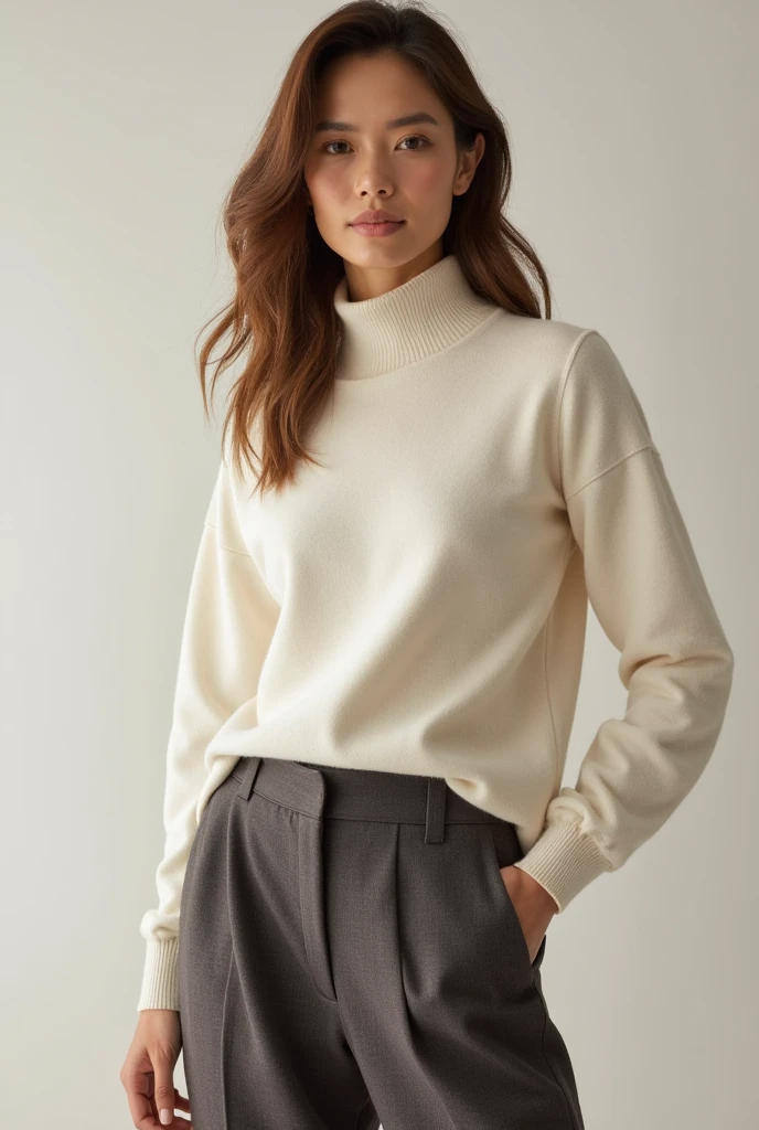 Realistic photo of a beautiful M1ll13bb-v1 woman, 1girl, solo, looking at viewer, short hair, simple background, brown hair, long sleeves, white background, jewelry, standing, earrings, pants, lips, realistic, hands in pockets, yellow pants, nose, soft lighting, professional Photography, Photorealistic, detailed, RAW, analog, sharp focus, 8k, HD, high quality, masterpiece<lora:M1ll13bb-v1:1.0><lora:M1ll13bb-v1:1.0>