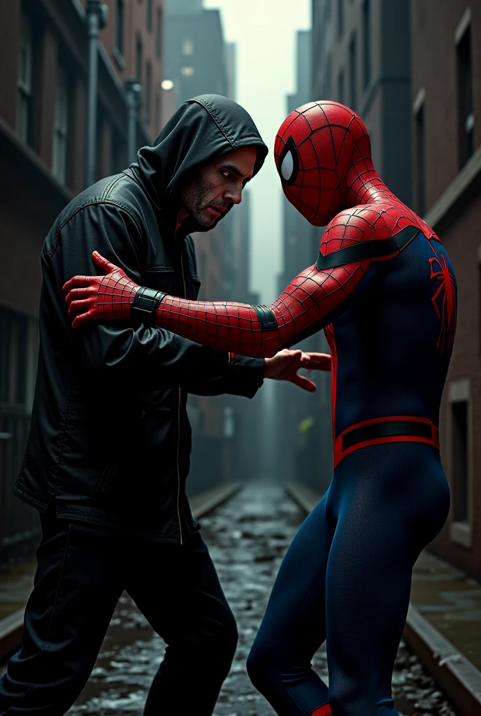 Spiderman, qui se fait victime par un homme banal