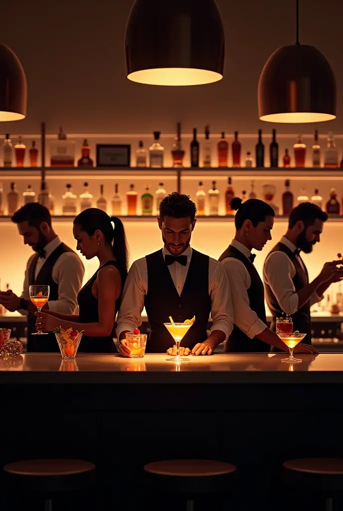 Drinks and cocktails served at a stylish bar