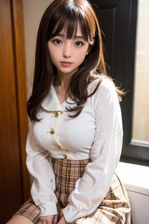 (In 4K、highest quality、realisticな、フォトgenuine, look at the camera, Full body coordination), Early 20s,About 150cm tall,body shape(thin,beautifulな色白美脚,well-defined body,genuineボディ),facial features(brown eyes,plump cheeks,beautifulな瞳,long eyelashes,genuine,realisticな,Detailed and soft,Lovely,Asian,beautiful,beautiful woman),posture(model's stance,relax),clothing(Latest Fashion,Soft impression,Breasts and areola are clearly visible,long flare skirt,Trend Fashion,pumps,long legs,pantyhose(light black,transparent,Long type up to the waist),beautifulで艶やかな脚,),accessories,long hair,street snap,Asian(Japan,South Korea,China,Indiaネシア,India,Philippines),Lovely,pumps,長くてbeautifulな脚,full body shot,realistic,portrait,background(inside the hotel room),もっとrealisticな柔らかい表情,As close as possible to a genuine human face,Please open your legs wide and show me what's inside your skirt.、Staring at me in embarrassment,You can see black pants between the skirt