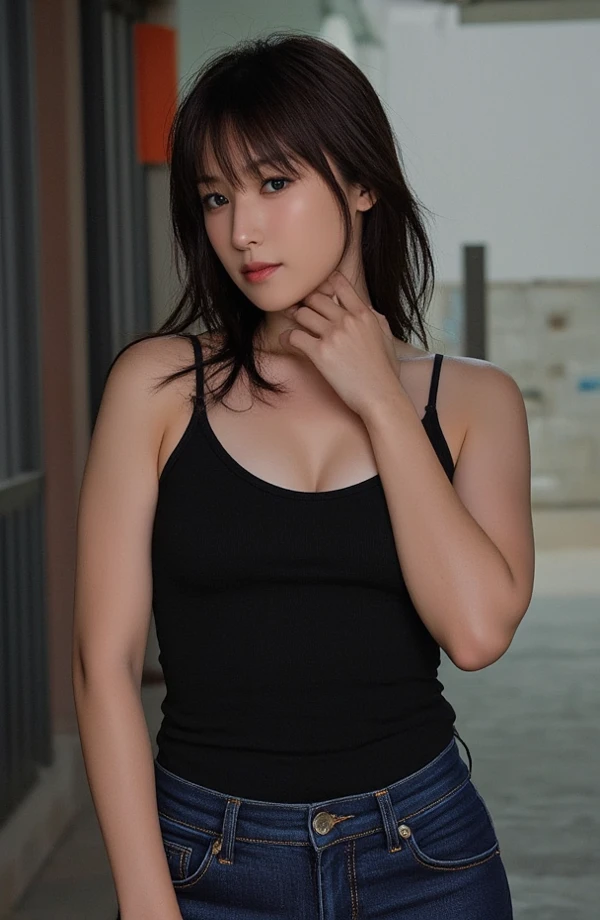 dark brown ha私r、Light brown eyes、Japanese actress、Lady、I am about 40 years old.......、(My NTR More about my category:1.2)、(top-qual私ty:1.4)、 (Ultra-high resolution:1.2)、Ultra-high resolution、(Private Detective Data)、(Detailed facial features)、Hmph、8K resolut私on、D cup breasts、Long Hair、Obscene pose、Beautiful feet、Leaning against a wall、Bend only one leg、stretched one leg、Please lift your chin up a little、Expressions of sadness、、black one piece、A refreshing bathroom bathed in morning sunlight、2Booklegs、2Book Hand、Beautiful feet、White knitted crop top、White marble wall、The sunshine came in.、The sun is shining、Get hit by shower water、Soaking wet、Wet Skin、Soaking wetの髪の毛、Splash、Wet Hair、Are crying、Deep sorrow、