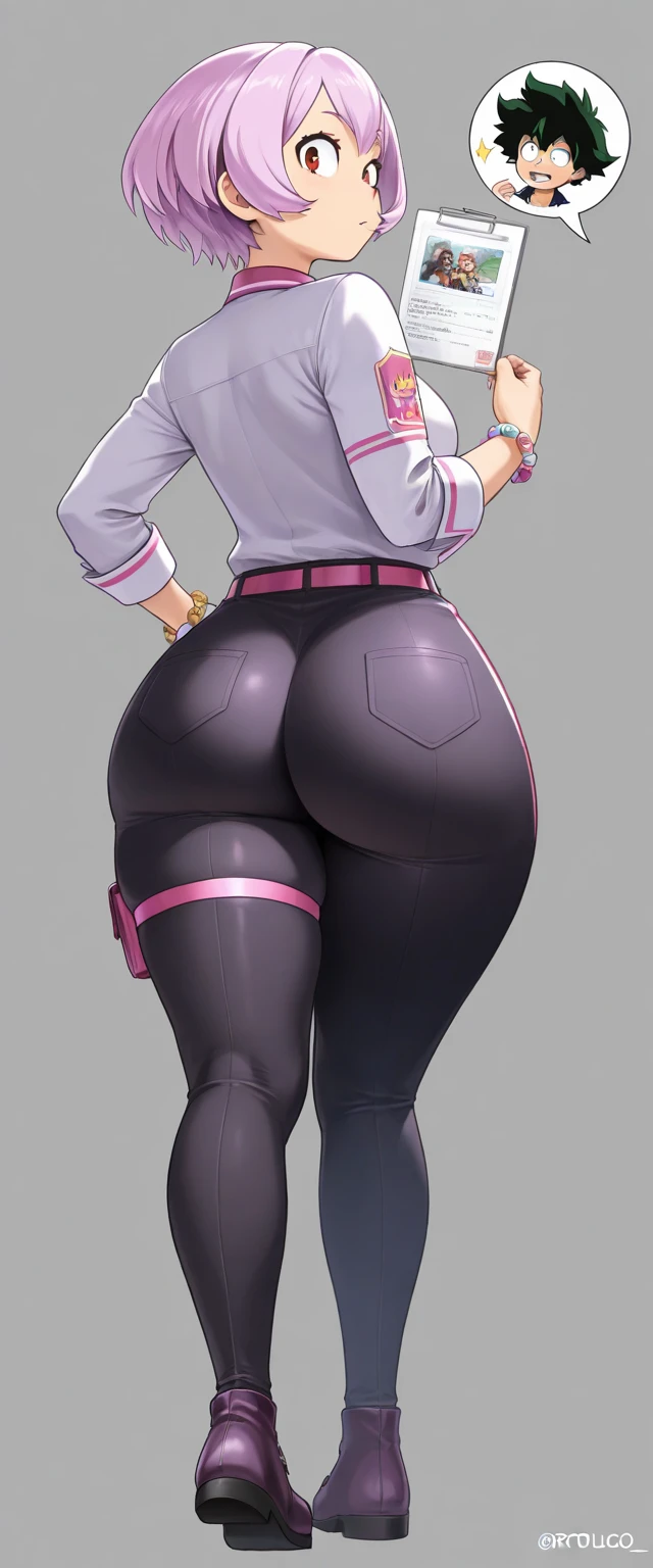 sexy girl, no clothes, big ass, big bobs, White background, butt tattoo tattoo, sexy pantyhose, sweating a lot, gloves on hands, pink hair
