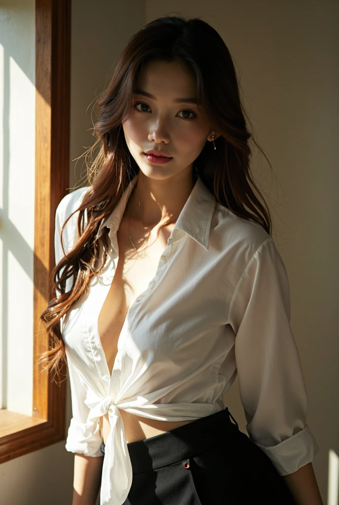 ((Highest quality))、Beauty、Open front shirt、Fully exposed skin