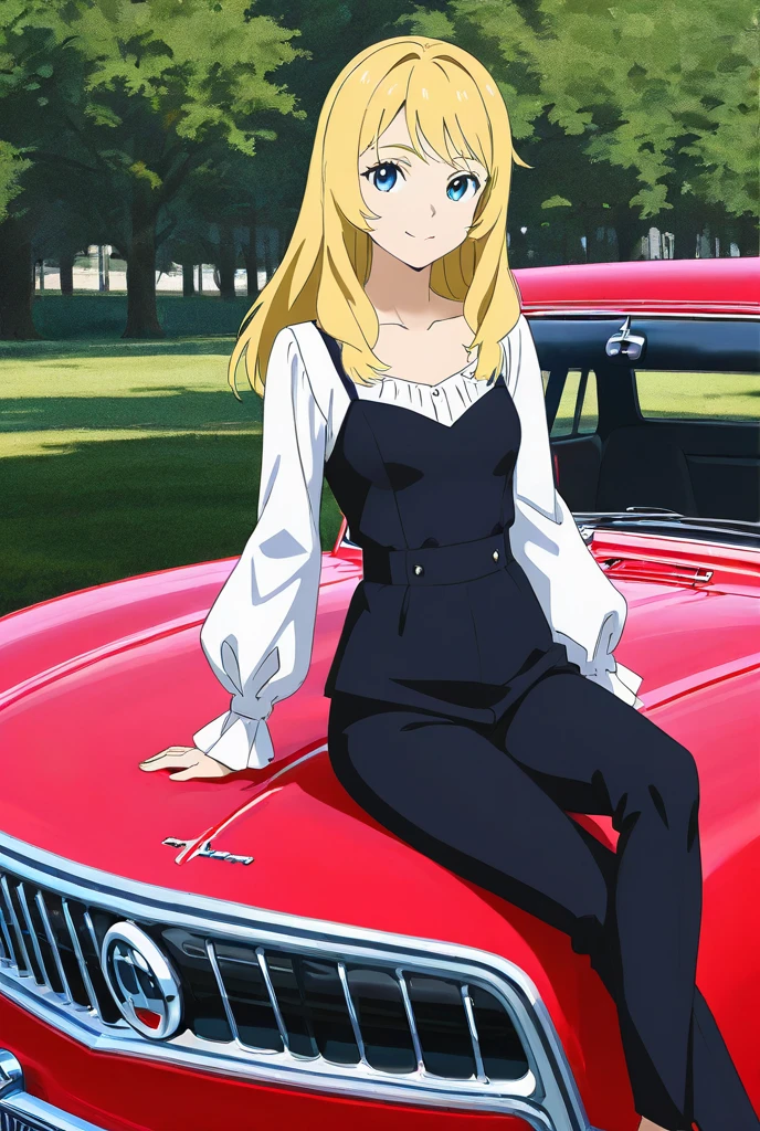 Convertible Cadillac Bride, blond