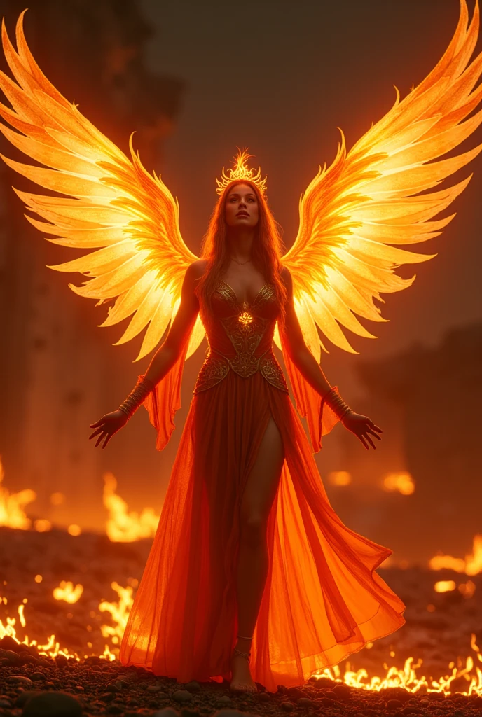 ((A small phoenix full of vitality is summoned.))、(A beautiful and sensual female summoner)、Beautiful Eyes、Beautiful and well-proportioned face、、(Sensual and revealing dress:1.2)、(Eye-catching super big breasts:1.47)、Fascinating super big ass、(Sexy and acrobatic summoning pose)、Correct fingers、((Summon the Fiery Phoenix))、Summoning Magic Circle、Exquisitely drawn wings of fire、dramatic scene、Magnificent fantasy landscapes、Cinematic lighting、Digital Art、Concept Art Style、magical realism、(Highest quality、8k、High resolution、masterpiece:1.2)、Ultra-Details、(Real、Photorealistic、Photo-Realistic:1.37)、HDR、Very detailed explanation、Vivid colors、View your viewers、A confident smile、wilderness