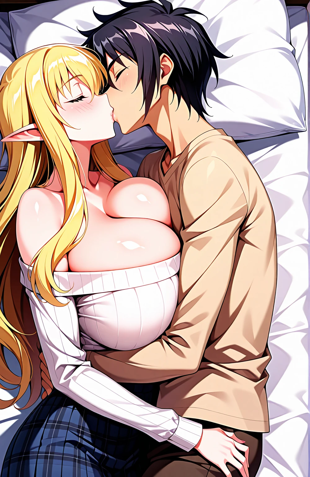 ((best qualityer)), ((No defects)) ((work of art)), (detailded), 1 naked lancer artoria pendragon girl having sex with a man in bed (anime styling)
Show the man penetrating her from behind, pov view,she with ahegao face,cowgirl position