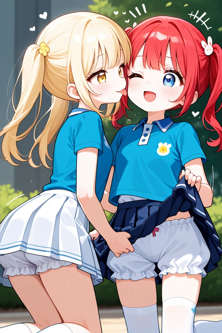 Two girls、Couple's wedding,embracing each other、the kiss、red blush、huge-breasted、From below