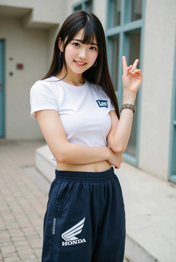 there  a woman that  smiling and looking at the camera, young cute wan asian face, young asian girl, south east asian with round face, girl cute-fine-face, young adorable korean face, japanese, this person does not exist, chinese girl, 18 year old girl, mixed-race, japanese-chinese-korean, wearing sneakers and jeans with a zipped up hoodie, tshirt underneath hoodie, fully clothed, no midriff showing, sfw, park min-young-ji-woon kim-cho yi-hyun-gong li-hyeri-claudia kim-karen fukuhara-zhu zhu-brenda song-jenna ushkowitz-katie chang-carrie ann inaba merged