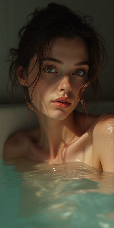 1girl , nude, lying in shower, water droplets, soft skin, detailed face, beautiful eyes, long eyelashes, delicate features, porcelain skin, vulnerable expression, cinematic lighting, realistic, photorealistic, masterpiece, 8k, ultra-detailed, sharp focus, studio lighting, vivid colors, warm color tones