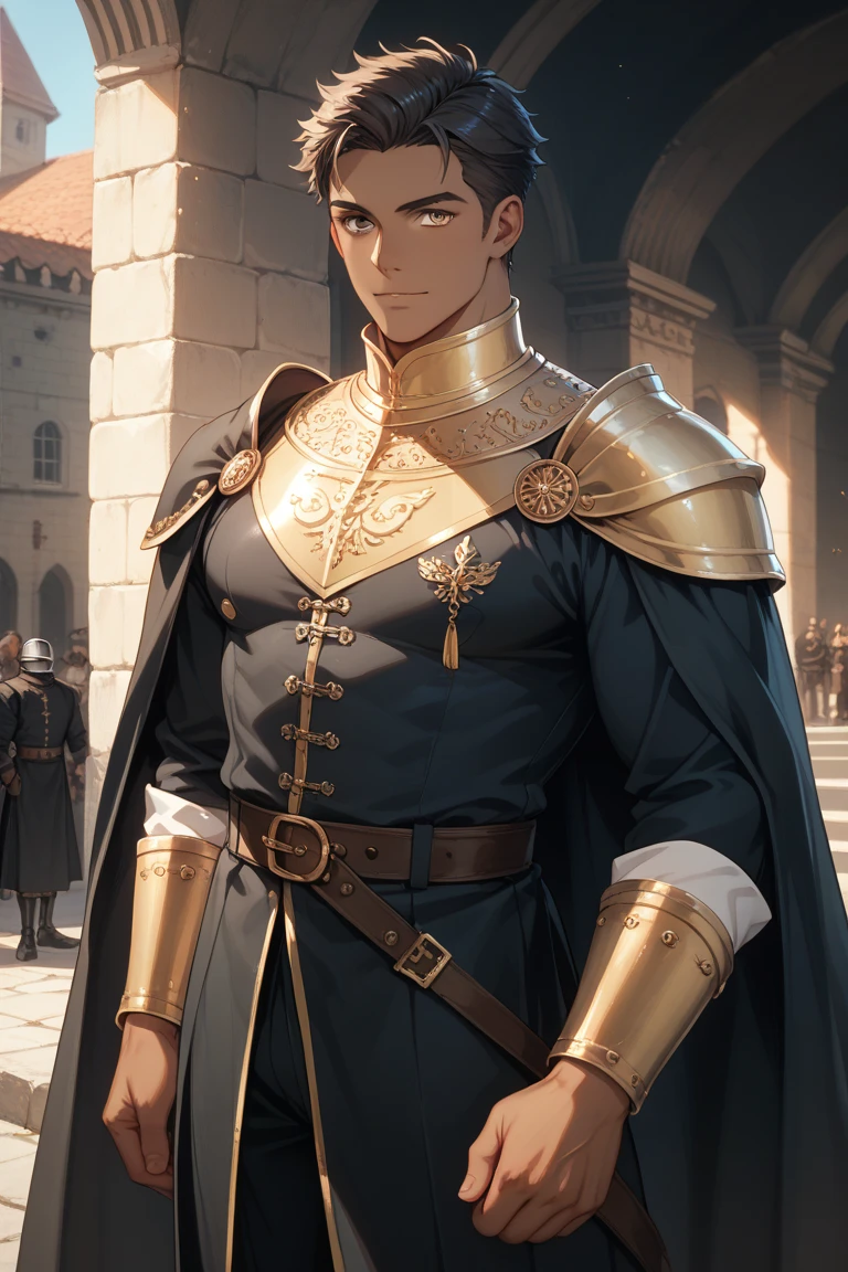 ((A ginger haired tall lean 18 years old English prince inspired by Spanish princess series’ Heinrich VII is wearing erotic medieval leather clothes his nipples piercing the cloth)), ((huge protruding bulge)), NSFW, hentai, porn, the setting is beautiful medieval outside castle, ((youthful face)), he is outside with soldiers in armor, ((he is wearing rings)), ((he is posing seductively)),
