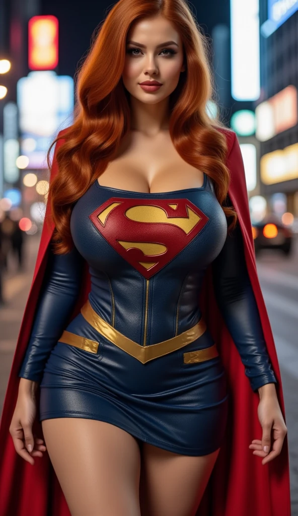 (melhor qualidade,4k,8k,alta resolução,masutepiece:1.2), (Anna Semenovich, BBW MILF, 30 anos), cintura fina, (bunda enorme, Sagging Tits: 1,9), (RED HAIR), Footfall , ( SUPERGIRL costume), sexy, sensual, hot, is hurting, (Sagging Tits: 1,9), decotes, bunda enormes. ((mesmo personagem, headpe, lado, costas)), (perfect hands)