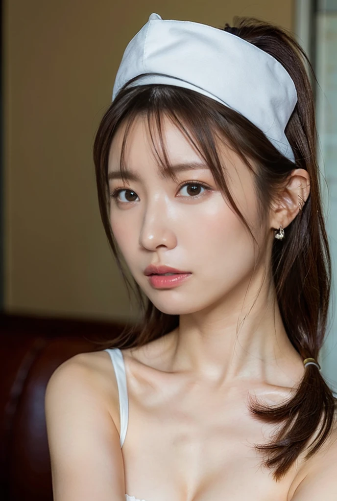 ((Highest quality, 8k, masterpiece :1.3)), 1 person, beautiful woman with slim abs :1.3, (Hairstyle is free :1.2), Short white T-shirt :1.2, Ultra-fine face, Delicate eyes, double eyelid, Underarm,Denim hot pants