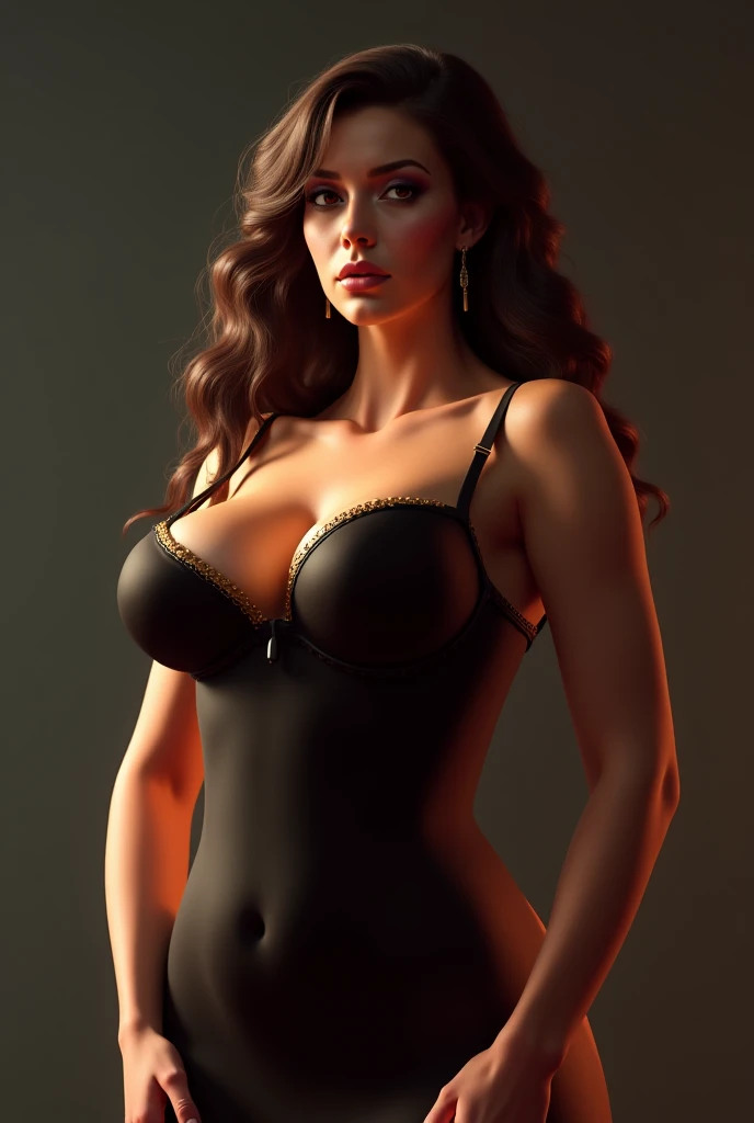 bikni having large breast, tongue out, eyes up, hand in underwear