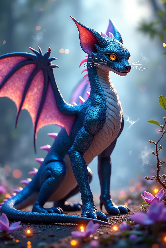 cute baby pink Dragon with mesmerizing feature butterfly ethereal wings masterpiece, top quality, best quality, official art, beautiful and aesthetic:1.2), (1dragon), extreme detailed,(fractal art:1.3), colorful, highest detailed, (masterpiece, best quality:1.3) 1 bright-amber, blue, green cat like-eyes, professional digital painting, Unreal Engine 5. playful teasing expression, finely detailed eyes, happy mood, epic scene, epic composition, Cinematic Lighting, Volumetric Lighting, ethereal light, intricate details, extremely detailed volumetric rays. oil painting, Detailed facial features, Sunlight, bright colors, dramatic lighting, expressive eyes, High Resolution, 4K quality, Photorealistic