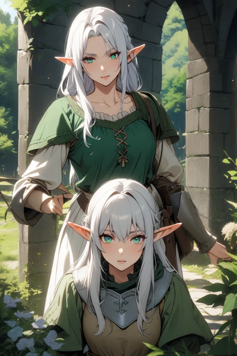 ((best quality)), ((highly detailed)), masterpiece, detailed face, beautiful face, , (1girl), dynamic angle, riding, bicycle, Marcille_Donato_DungeonMeshi, blonde hair, long hair, twin braids, elf, pointy ears, green eyes, red choker, blue capelet, robe, sandals, holding staff, (outdoors, at a stairway, night, night sky, stars, blood moon, telescope, hurricane)