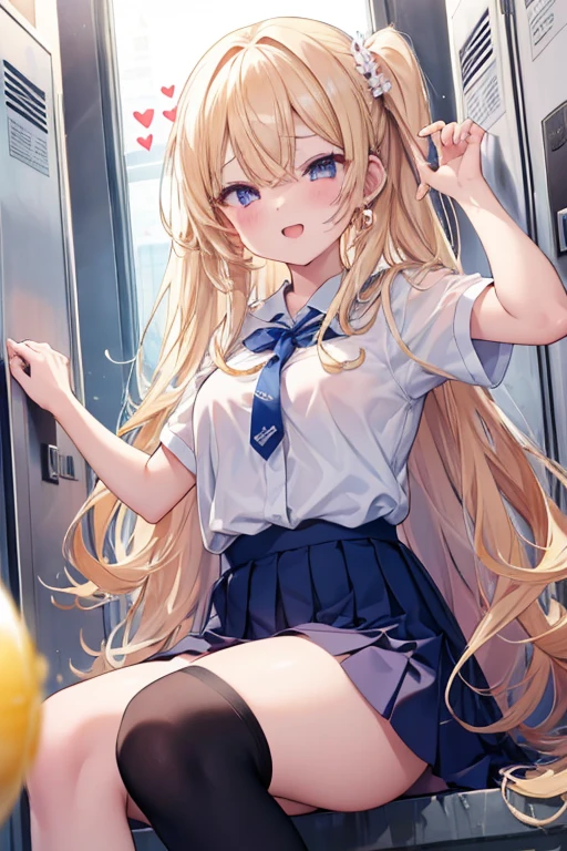 Kagamine rin , 1girl, traje de enfermera, Gorra de enfermera, Desgaste blanco, ((Legwear blanco, Zettai Ryouiki)), Guantes blancos, cabello rubio, ojos azules, labios rosados, They are smiling, En pie, ((hospital room)), sharp outline, manga corta, La mejor calidad, Obra maestra