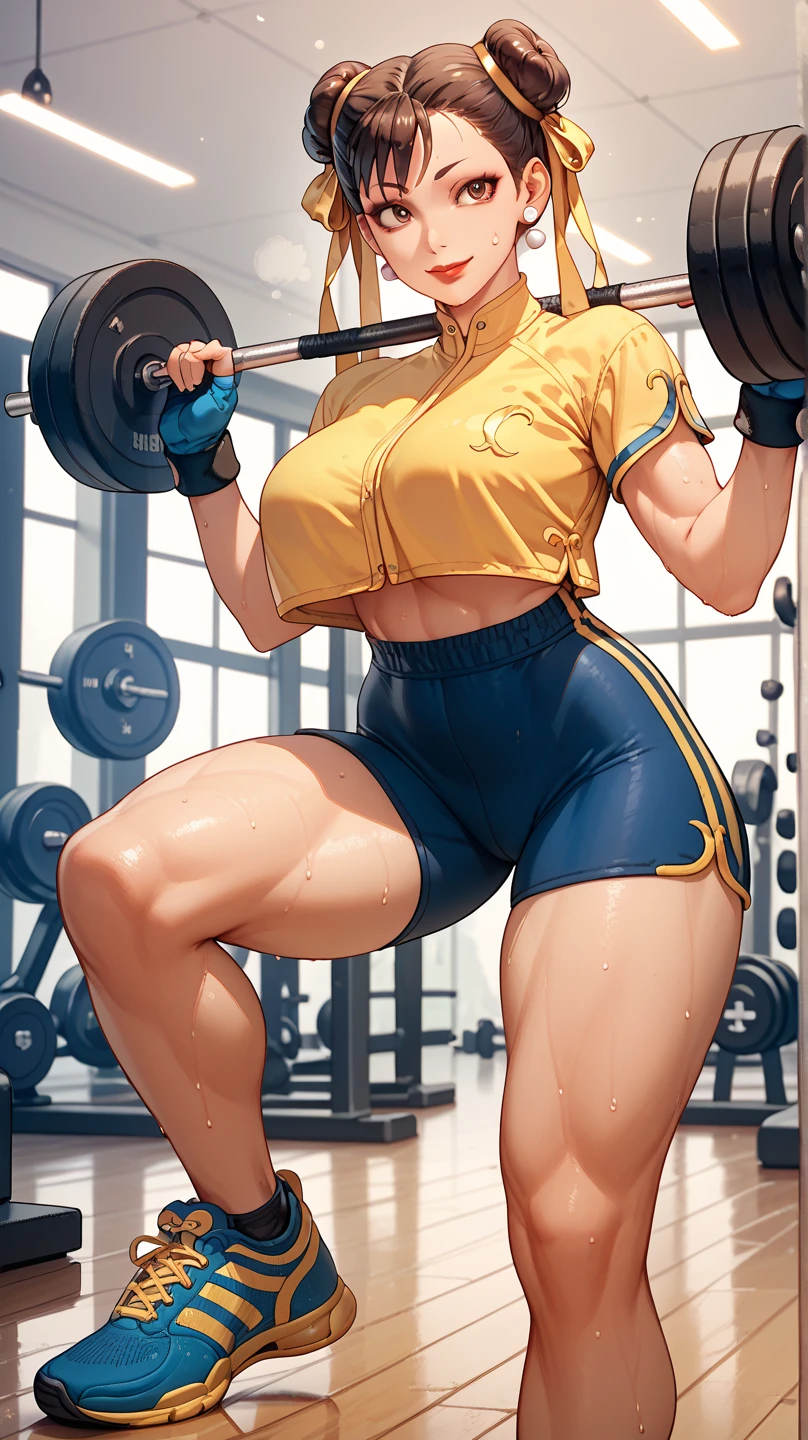 Anna of Arendelle wearing white gym clothes, Breasts huge, large legs