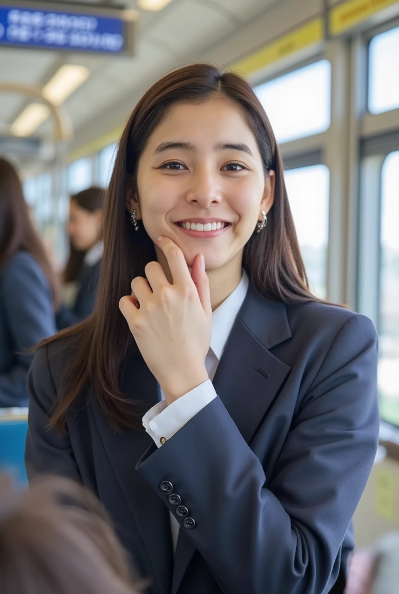  beautiful dark haired woman  , Commuter trains in Japan,Inside a crowded, crowded car,standing,is wearing a recruitment suit under the jacket,Underwear under the suit, (((has only one breast sticking out of his underwear))) , (  8K ultra HD :0.8),  RAW amateur pics  ,(( portrait )),grimace, Stimulate,  (open your mouth wide) ,panting face,肌はsweatばんでいる,  Beautiful actress,Scandal  , Japanese middle-aged man hugs a woman, sex,seat,sweatばんだ胸とデコルテ, sweat,( wet filter ) ,expression,Men are in close contact with the surroundings ,((length, Narrow nostrils,    carved face  ,Greek Nose,Realistic nostrils)),((sweat, oily skin )) , face and body wet with water  , Randomly express the face of a woman in agony, super realistic details, shiny skin 