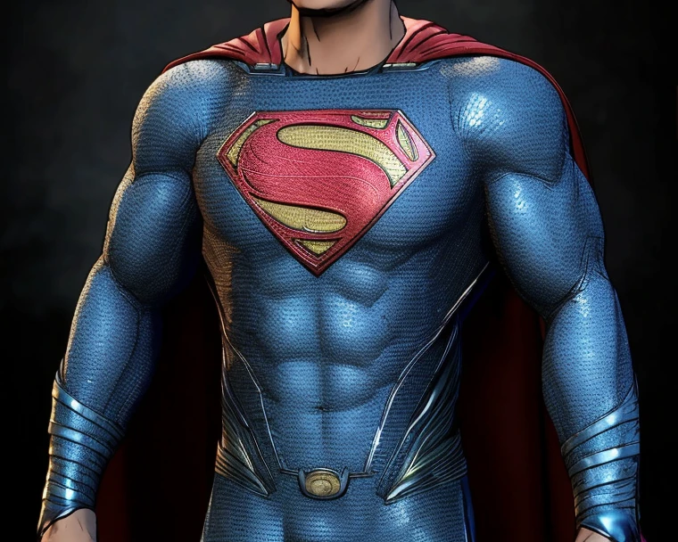 superman, adult, alone, chiseled jaw, muscular physique, looking at viewer, dark hair, bare chest, blue eyes, symbol on chest, full body, suit, realistic, heroic
a hyper-realistic image, a muscular superhero clad in the classic Superman suit, featuring a detailed symbol on the chest, his dark hair styled in a slightly messy manner, determined blue eyes shining with resolve, exposed bare chest emphasizing his well-defined musculature, the suit tight and fitting, realistic details showcasing the intricate fabric and stitching of the suit, a heroic pose as he looks directly at the viewer, giving off an aura of strength and