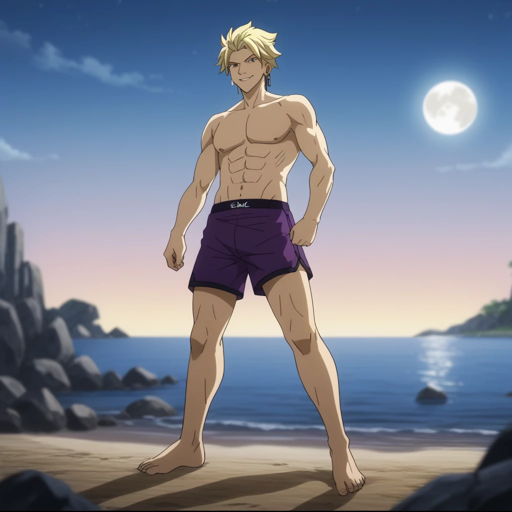 masterpiece,highres,high quality,extremely detailed,solo,
<lora:KentoNanami001:0.7>,
KentoNanami,1man,
shirtless,shorts,ocean,beach,sunshine,
full body,