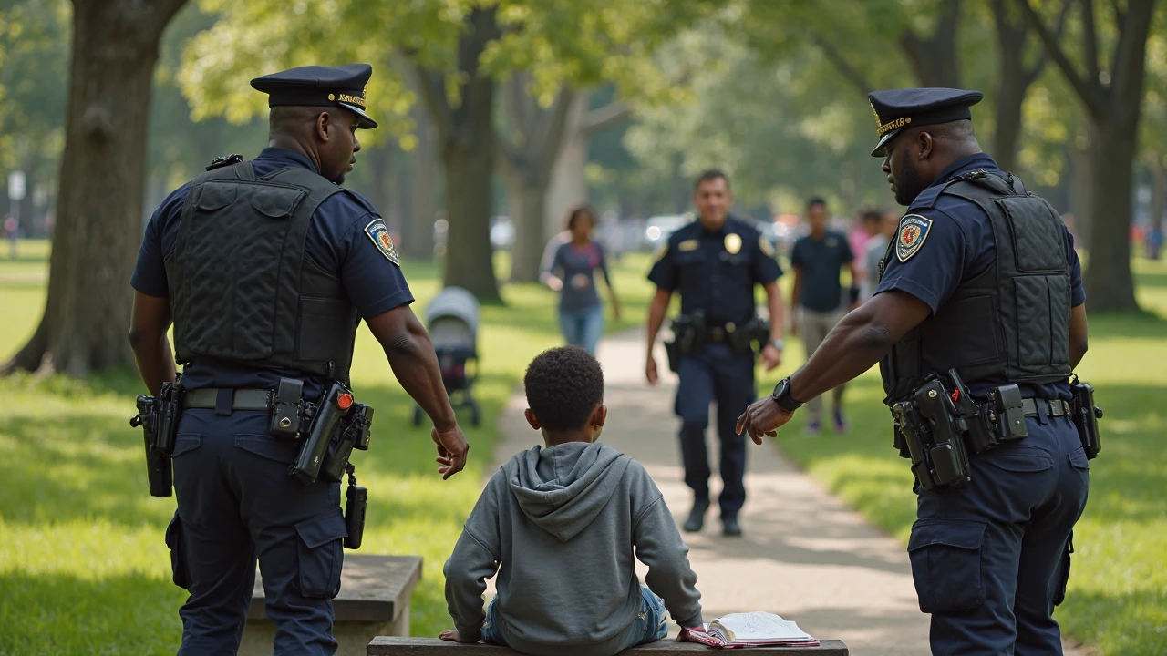 Girl stopped by a policeman