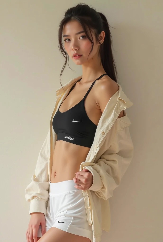girl in sportswear in a parking lot