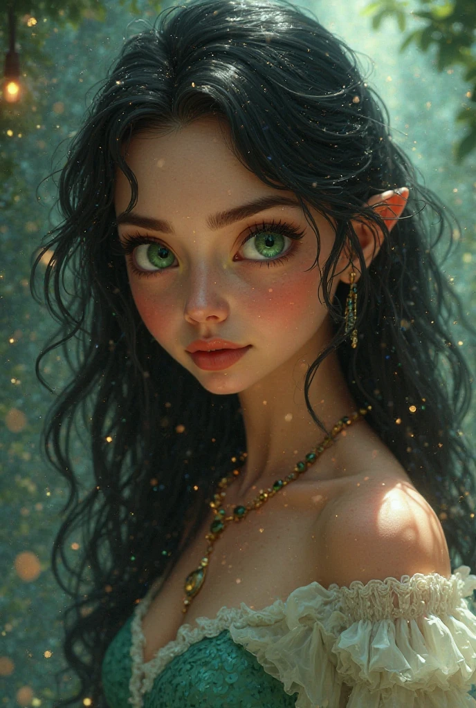 A with brown hair and green eyes