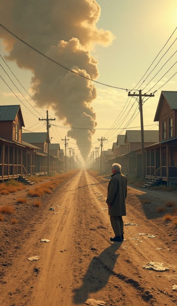 arafed image of a man in a hat and tie standing in a huge nuclear explosion, dead people, hd wallpaper, amazing wallpaper, moody strange cinematography, in clouds of smoke, in front of smoke behind, absolutely outstanding image, high quality wallpaper, american gods, in roger deakins style, movie promotional image, by roger deakins, road to perdition, in this ominous scene