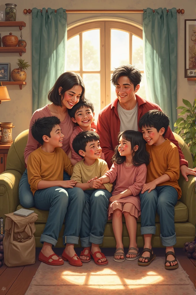 One room mother and father two daughter and eaight son