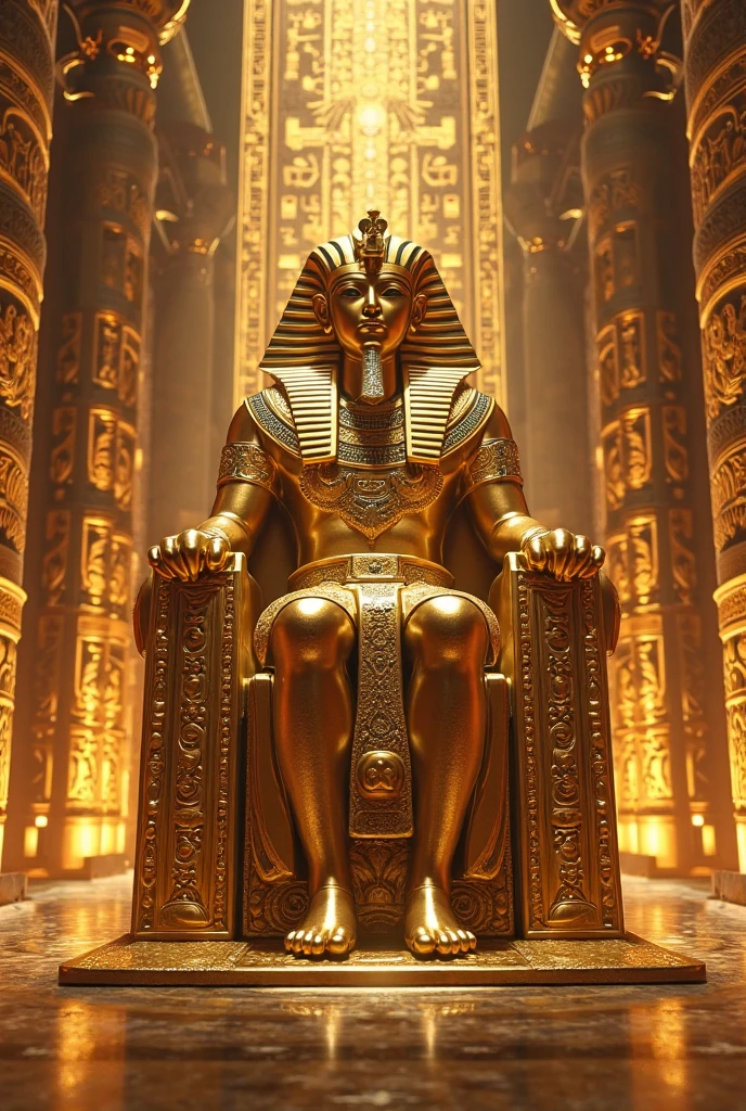 Egyptian kingdom, man, wearing the head of an anubis dog, tense atmosphere, sitting on the throne