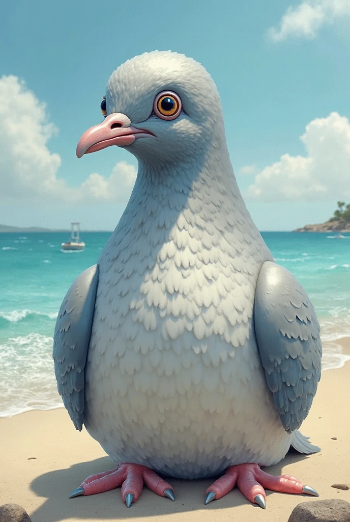 Stella,with beak, big breasts, bikini, (Half body picture), detailed face, smiling.