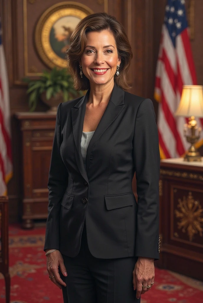 amy klobuchar <lora:senate_045_amy_klobuchar:0.65> , face closeup, face focus, shirt, formal, suit, collared shirt, white shirt, jacket,
American flag at background ,
best quality, masterpiece, HDR, professional, studio quality, highres,