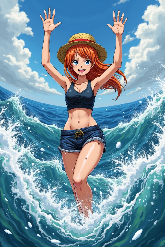 Cleavege Nami from One piece Anime Style No background