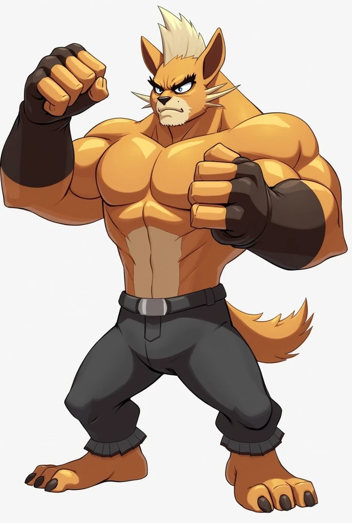 nj5pielry, (Leomon, 16 years old, Slender, Aesthetic), (((((black pants with bronze buckle belt))))) Leomon, Young face, teenager, ((Extremely realistic shadows, Masterpiece, extremely detailed, photorealistic)), kemono, Looking at viewer, ((front)), Curious look, Leomon, ((Detailed face)), nose, red eyes, ((detailed eyes)), skin, fur, Hair, alone , Height 2 meters tall, Optimal height, very tight clothing, 80 kg, Slim but muscular body; Ripped ABS muscle pecs, slim waist, long legs, Strong arms, Beautiful face, Attractive calm and cold face type with a mischievous smile, Topless. Shirtless background: white background, He was wearing tight black pants with a bronze buckle belt that revealed toned muscular thighs, a bulging neck. ((Shirtless)). Arms at sides, mischievous smile.