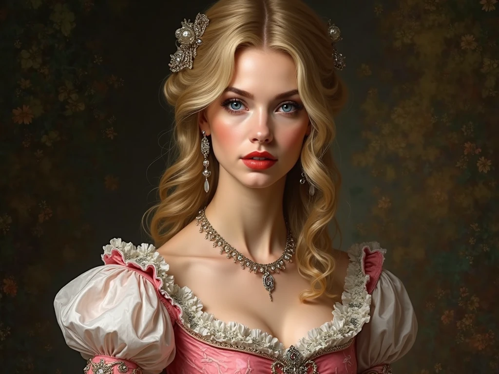 An Illustrated, Hand-Drawn, Full Color, Warm Lighting, Shadows, Graphite Shading, Stencil Marks, Airbrushed Acrylic Paint, In The Style Of Breath Of The Wild. A High Society Dickensian Lady That Exudes Sweetness, Sunshine, Happiness, Love Charity, Hope Virtue. Background Is A Beautiful Cathedral, Ultra Feminine. Hourglass Figure. Ivory Skin,, Red Lips. Beautiful Wholesome Traditional Girl, Goddess Face, Extremely Detailed Face, With Symmetrical Detailed Eyes, Jessica Green, Adelaide Kane, Molly Quinn.
