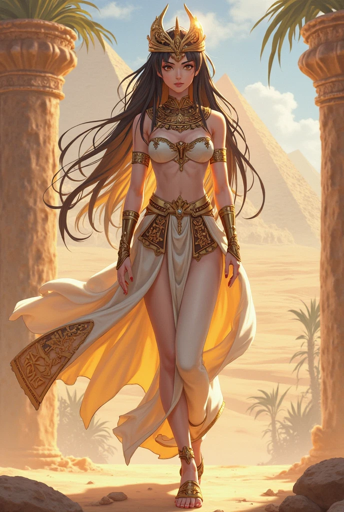Arafed digital painting of a desert princess BREAK and her pet cougar in her palace high details, best quality, 16k, f a female human princess and her pet cougar, princess of the desert, full body, ((anatomically correct: 1.5)) ((standing: 1.5)) proudly royalty demeanor, a woman, (best detailed face: 1.5), Ultra Detailed face, ((human ears: 1.3)), wearing royal desert dress, decorated with gems, wearing princess tiara, small cleavage, thigh high intricate leather high heeled boot, thick hair, long hair, brown hair, tan skin intense brown eyes, her epic desert (cougar : 1.3) lying at her feet, guarding her, an epic fantasy desert palace in an oasis in the background (intricate details, Masterpiece, best quality: 1.5) night, moon light, stars ,Wide-Angle, award winning, best quality, high quality, high details, highres, vibrant, Ultra-high resolution, High Contrast, (masterpiece:1.5), highest quality, Best aesthetics, best details, best quality, highres, ultra wide angle, 16k, [ultra detailed], masterpiece, best quality, chumbasket art style, Cinematic Hollywood Film, 
