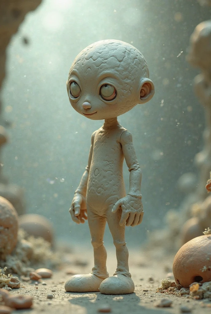 Alien with short legs ,big eyes tentacles