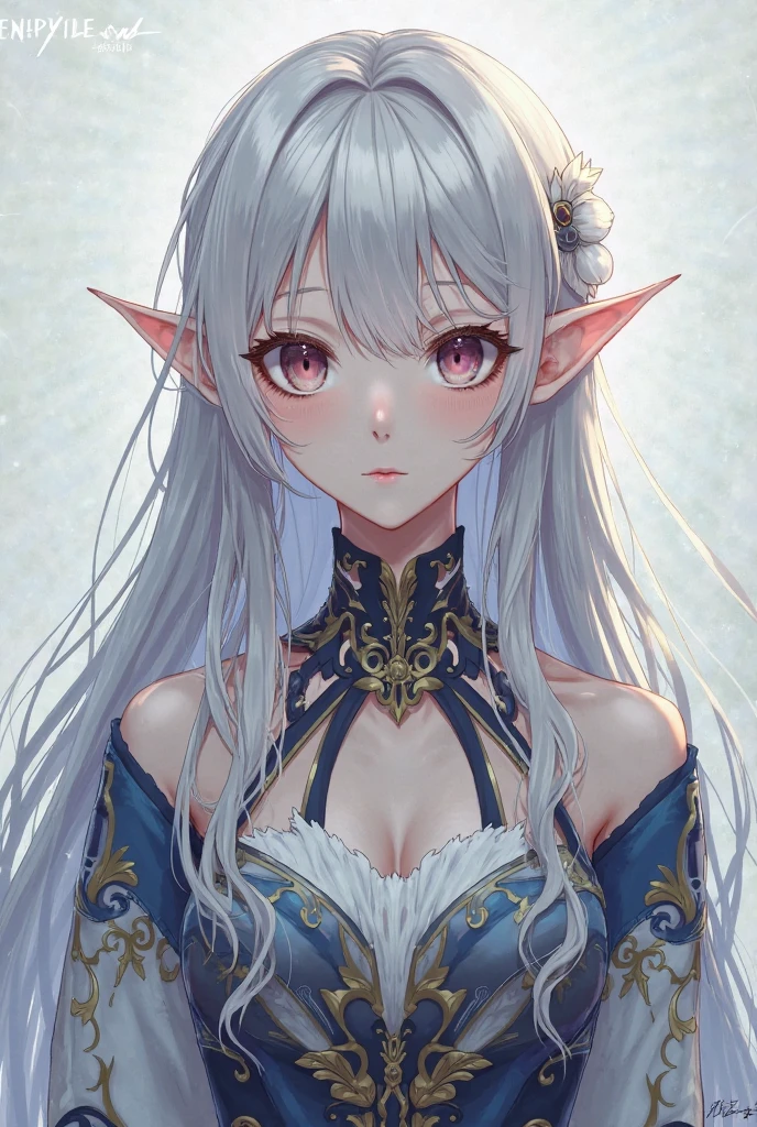 (Absurd, High resolution, Super detailed), (One girl:1.3), Gray Hair, Long Hair, High resolution, High detail, Textured skin, Shiny Hair, Hime cut, Earrings, Droopy eyes, Colorful eyes, Eyes are diamonds, Big glitter eyes, Long eyelashes, Character portrait, Lots of white space, Character design drawings, Simple Background, Headpiece, butterfly hair accessories, Anime Style, Rococo, Elf、Arabian dancer white costume、In the whole body frame